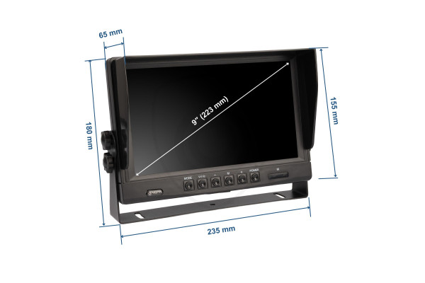 Monitor AHD da 9″ con supporto 4-PIN per auto per telecamere di retromarcia