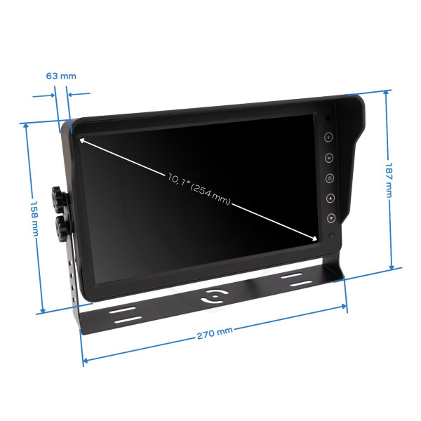 Monitor AHD da 10,1 pollici per 6 telecamere - dimensioni