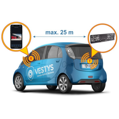 Supporto per targa con telecamera di retromarcia wireless solare con connessione al telefono mobile
