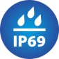 icona che indica il grado di impermeabilità IP69 della telecamera